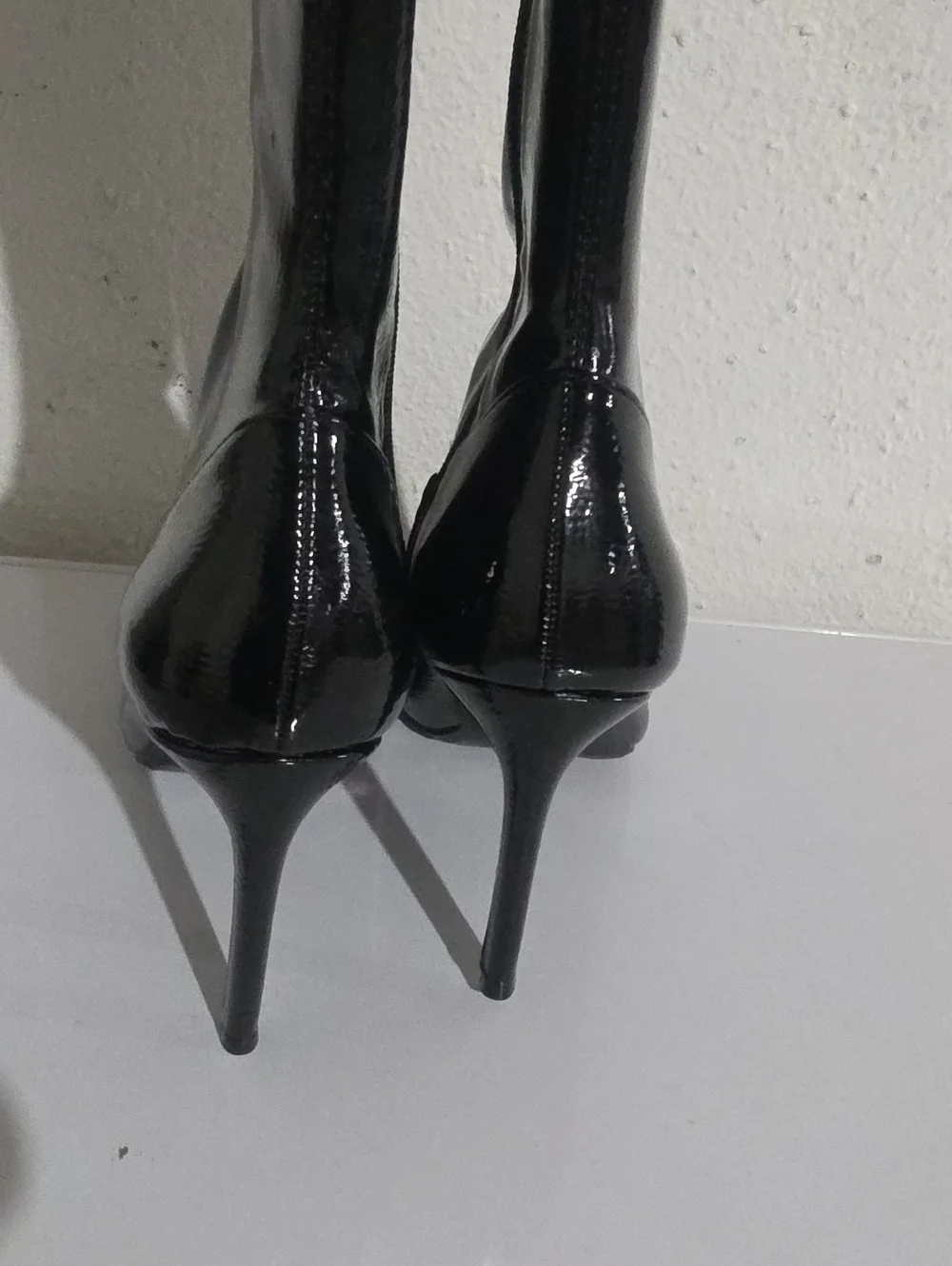 INC KEENAHP Black Patent Leather High Heel Over-the-Knee Women's Boots